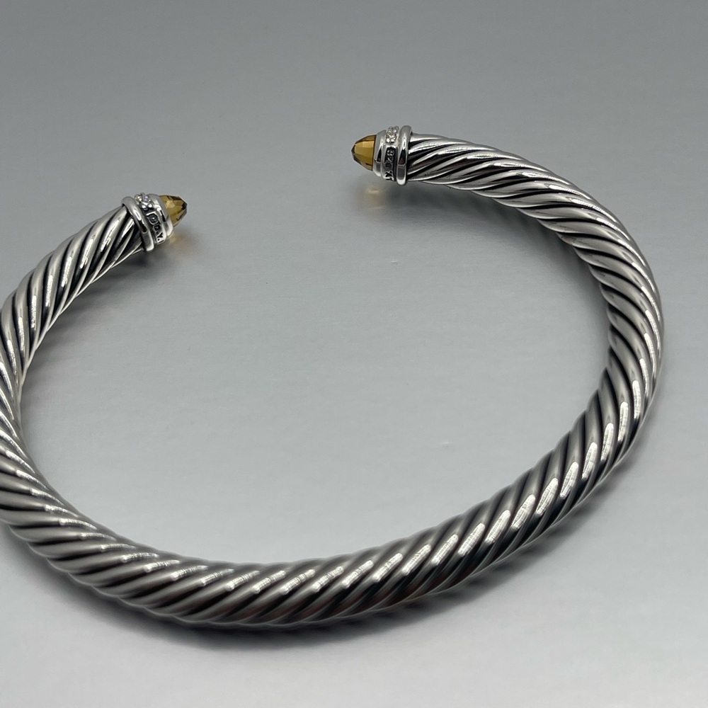 David Yurman Cable Classic Collection Bracelet with Citrine and Diamonds, 5mm - Picture 9 of 10